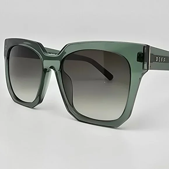 Diff Eyewear Ariana II Crystal Green Frame Green Gradient Lens Sunglasses w Case - Picture 5 of 16